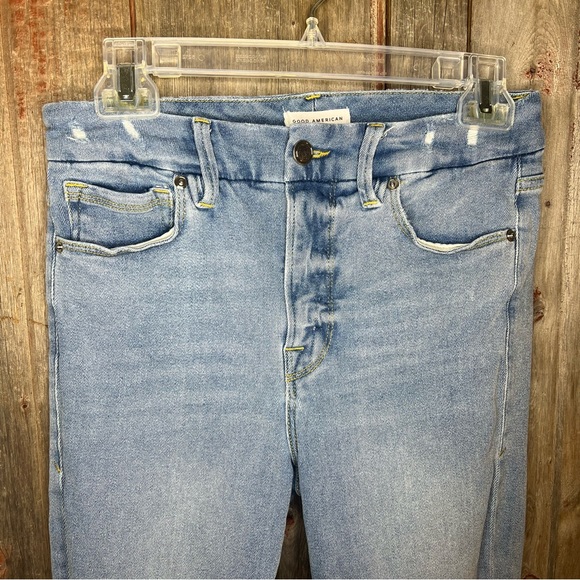 Good American Good Legs Cropped Distressed Skinny Jeans in Blue 523 sz 4/ 27 - Picture 5 of 16
